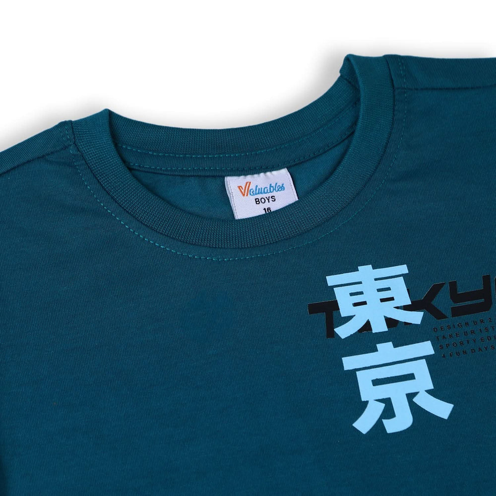 Boys Half Sleeves T-Shirt - Steel Green, Boys T-Shirts, Chase Value, Chase Value