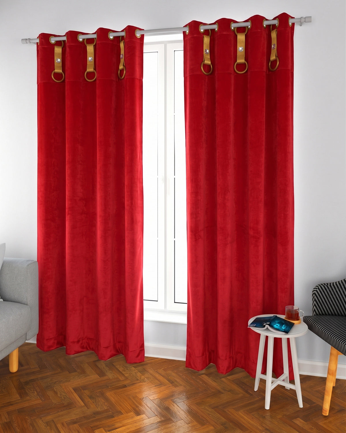 Dyed Velvet Room Curtains – Double Rings - 7.5*4.5
