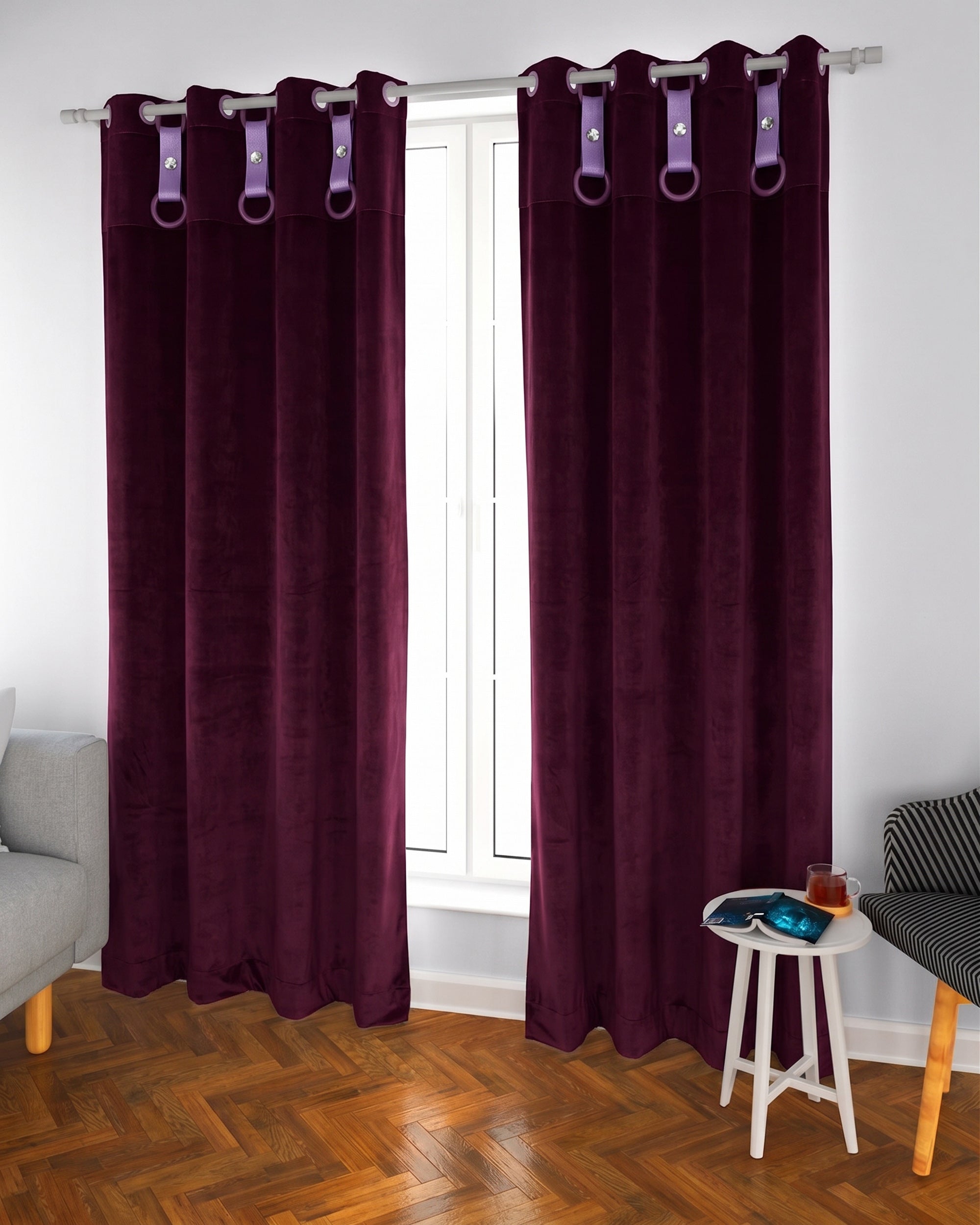 Dyed Velvet Room Curtains – Double Rings - 7.5*4.5