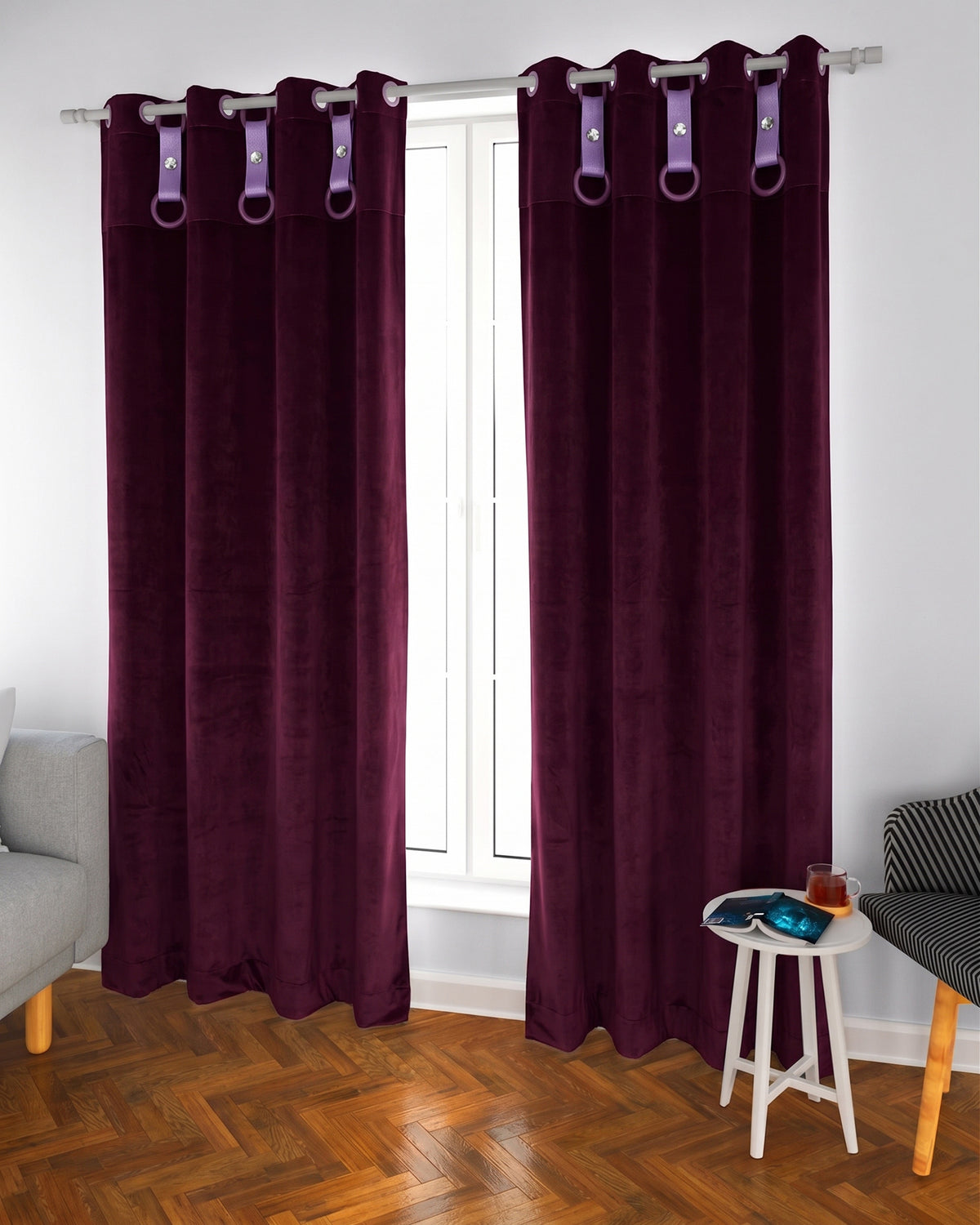 Dyed Velvet Room Curtains – Double Rings - 7.5*4.5