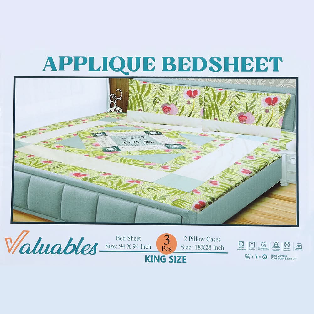 Double Applic Bed Sheet - Multi Color, Double Size Bed Sheet, Chase Value, Chase Value