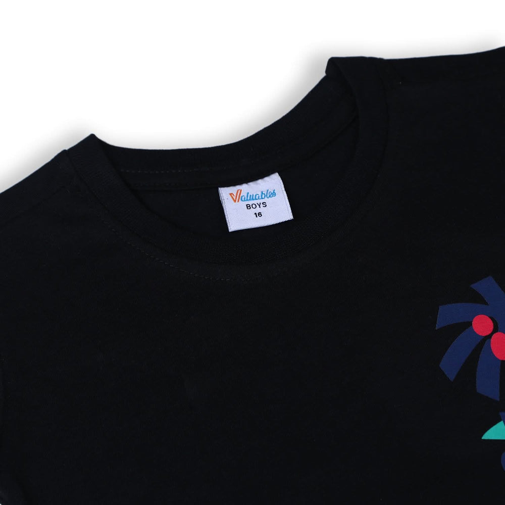 Boys Half Sleeves T-Shirt - Black, Boys T-Shirts, Chase Value, Chase Value