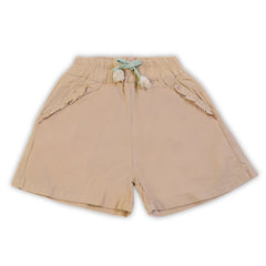 Girls Cotton Shorts - Beige