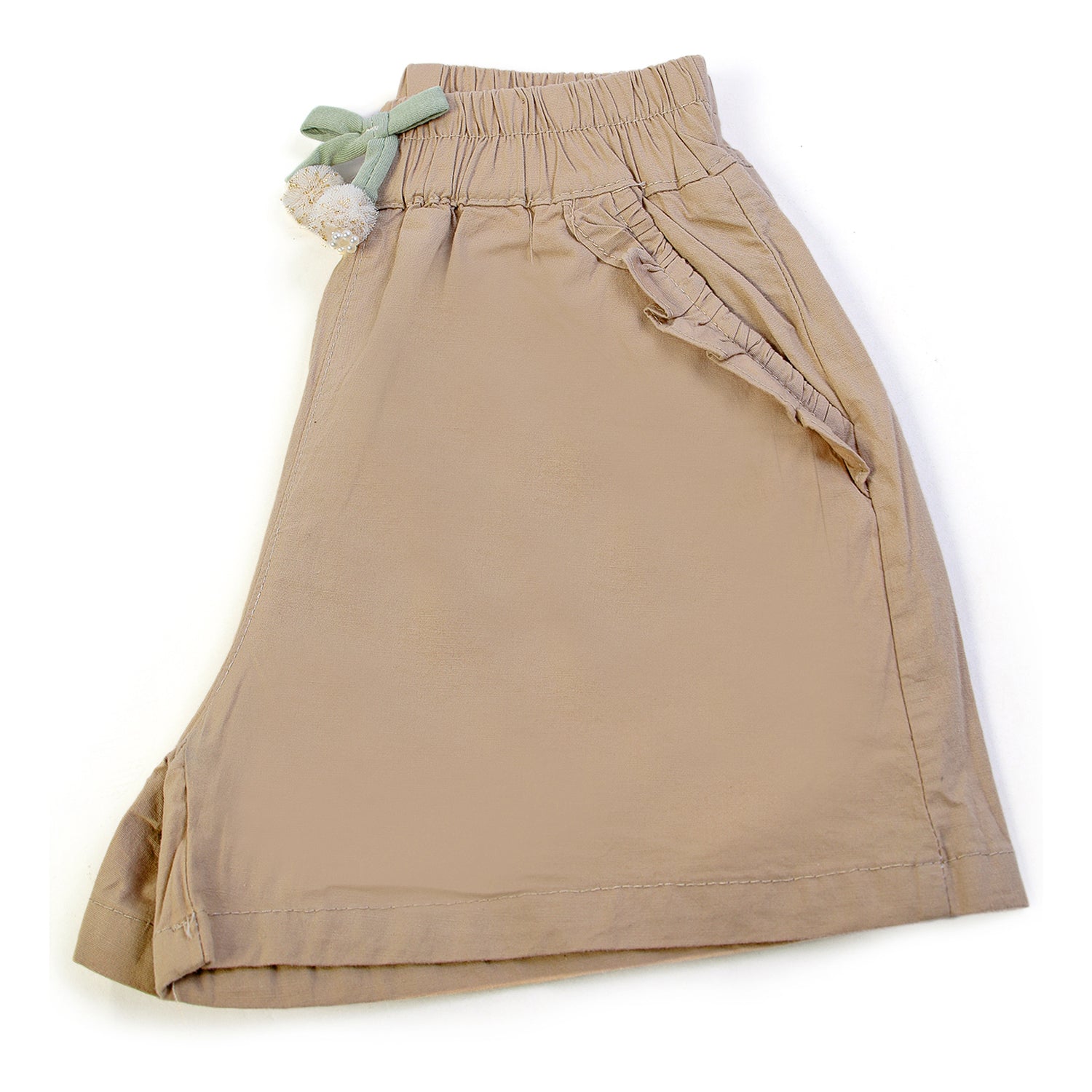 Girls Cotton Shorts - Beige, Girls Shorts Skirts, Chase Value, Chase Value