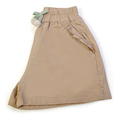 Girls Cotton Shorts - Beige