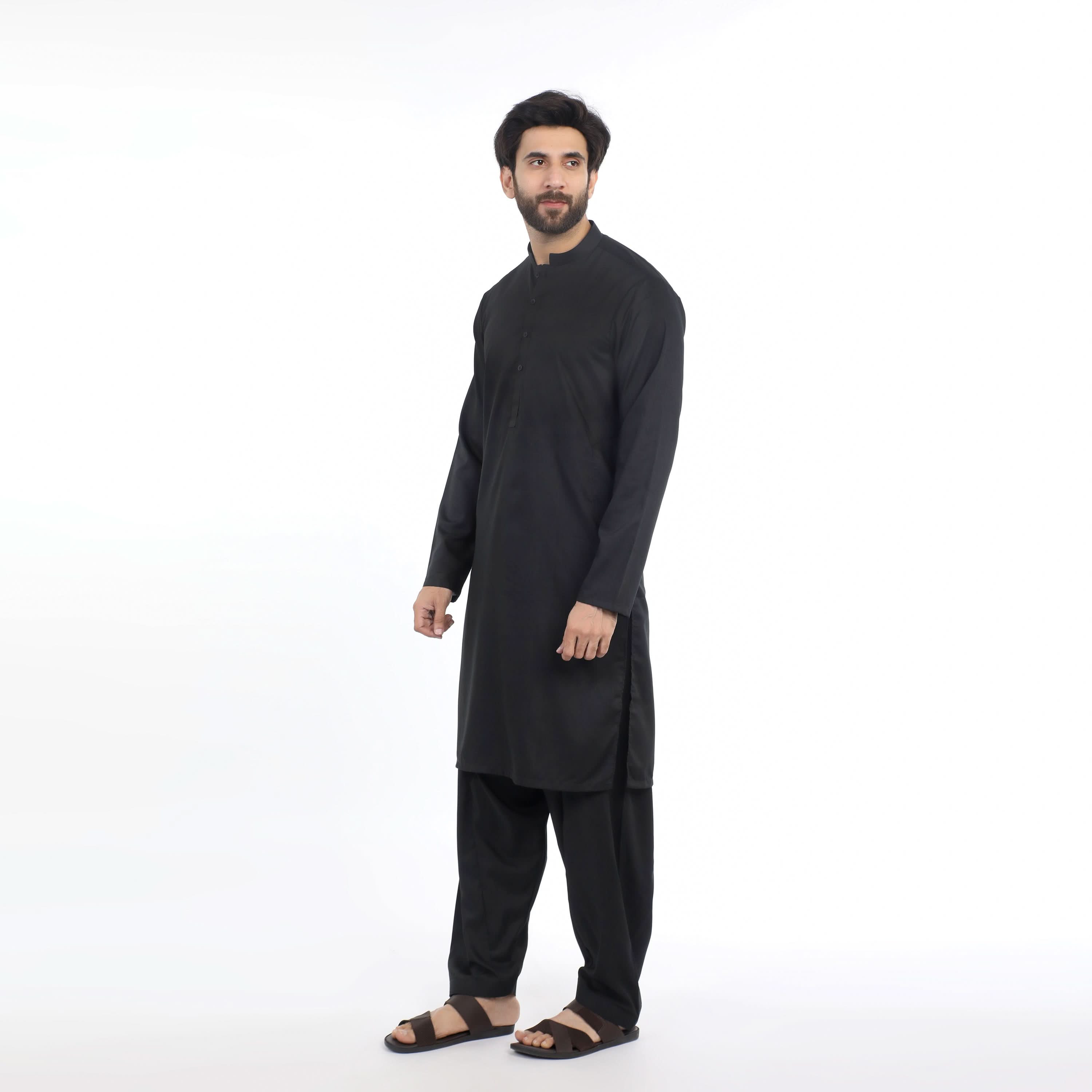 Valuable Men's Plain Shalwar Suit - Black, Men's Shalwar Kameez, Chase Value, Chase Value