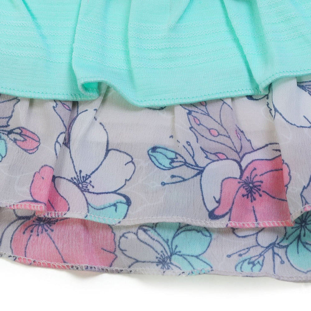 Girls Half Sleeves Skirt Suit - Cyan, Girls Suits, Chase Value, Chase Value