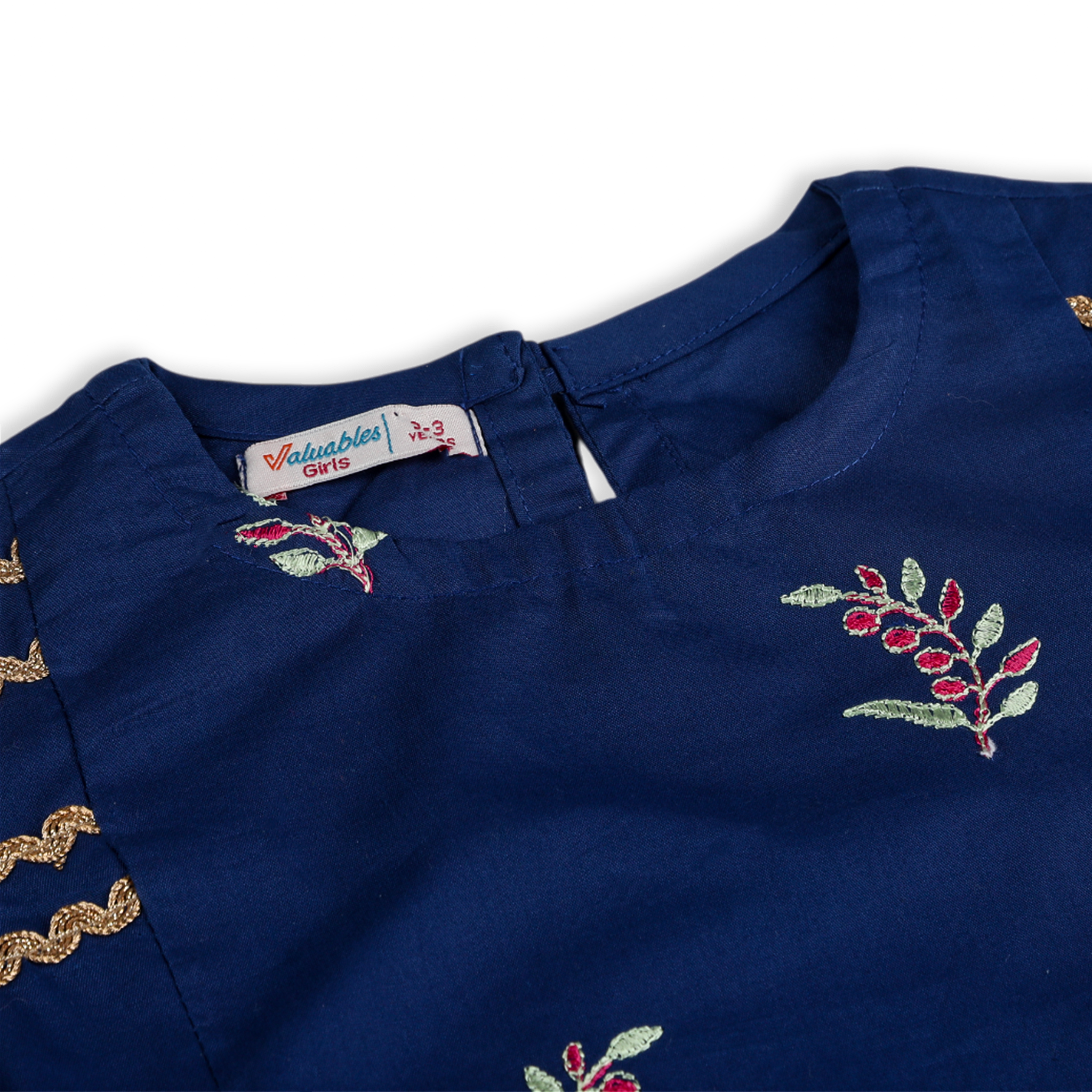 Girls Embroidered Kurti - Navy Blue, Girls Kurti, Chase Value, Chase Value