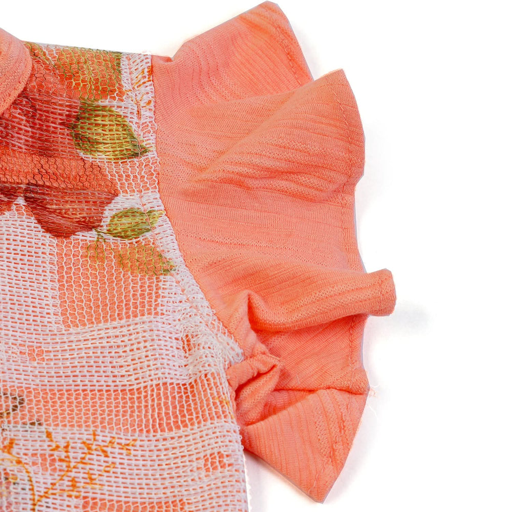 Girls Half Sleeves Skirt Suit - Peach, Girls Suits, Chase Value, Chase Value