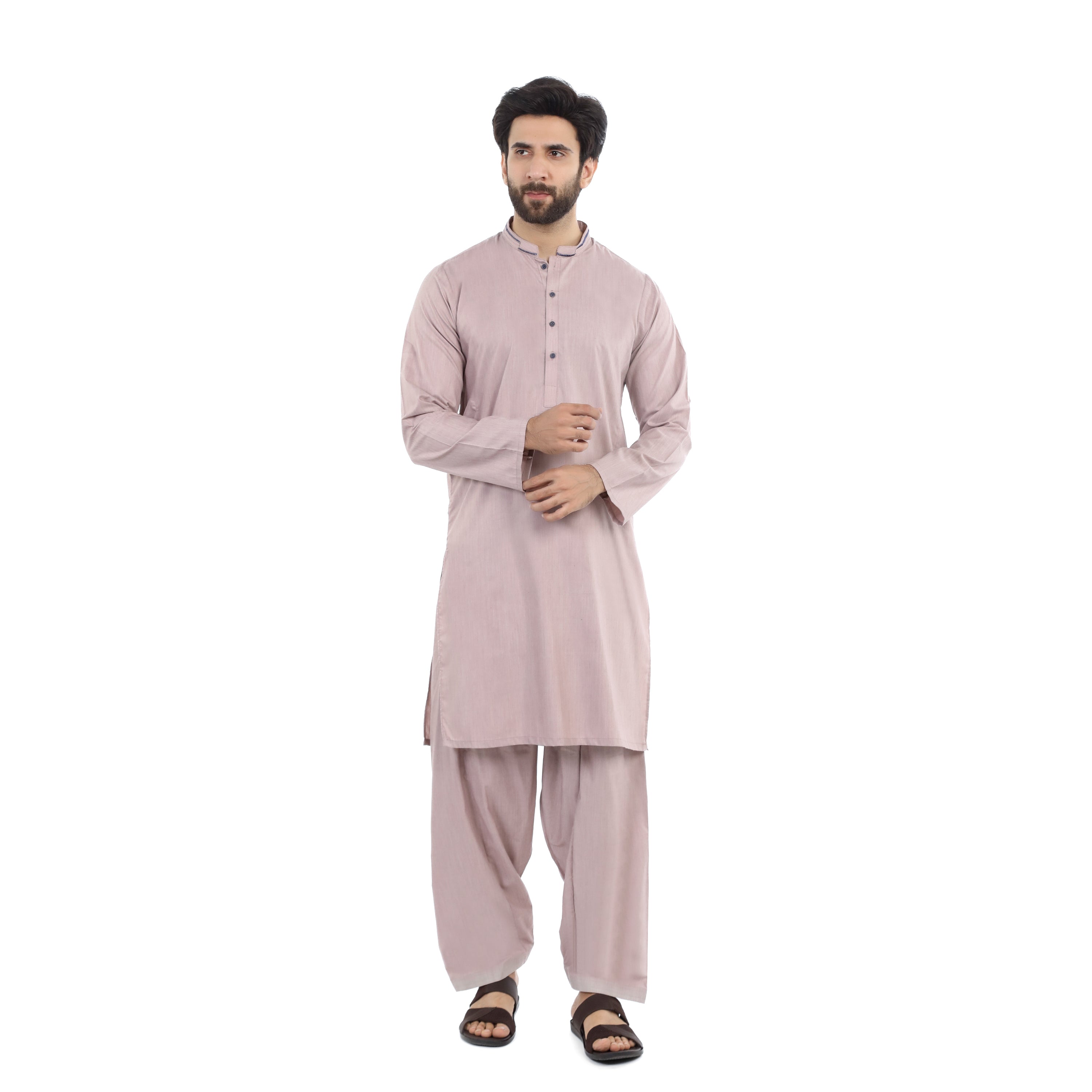 Men's Slim Fit Shalwar Suit - Coffee, Men's Shalwar Kameez, Chase Value, Chase Value