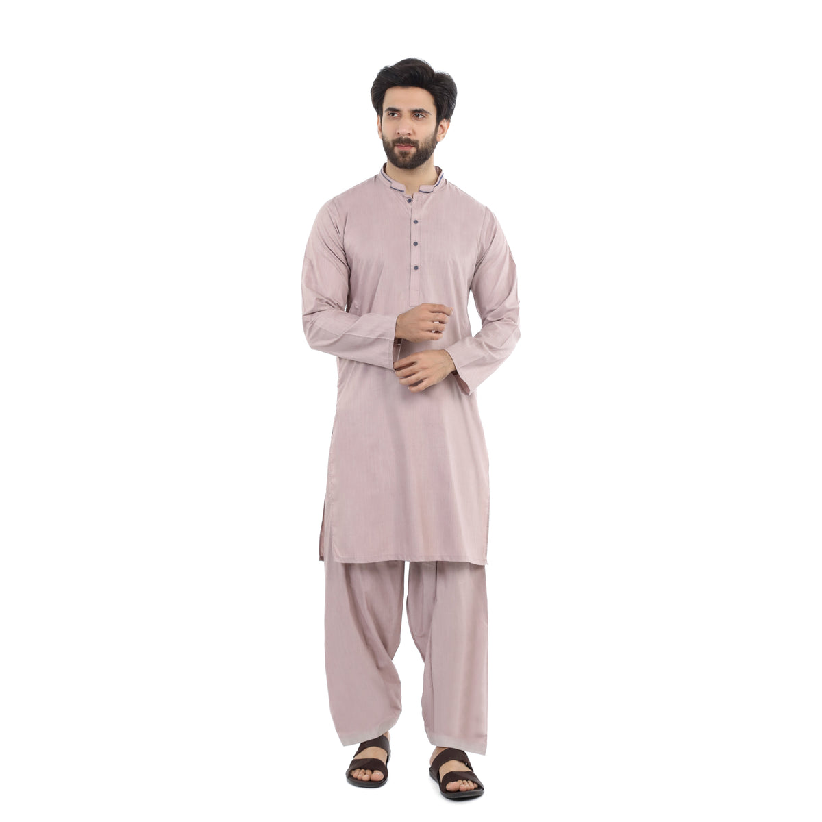 Men's Slim Fit Shalwar Suit - Coffee, Men's Shalwar Kameez, Chase Value, Chase Value