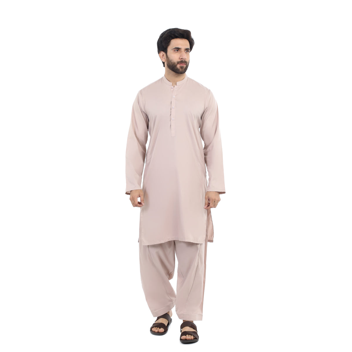Men's Slim Fit Kurta Shalwar - Brown, Men's Shalwar Kameez, Chase Value, Chase Value