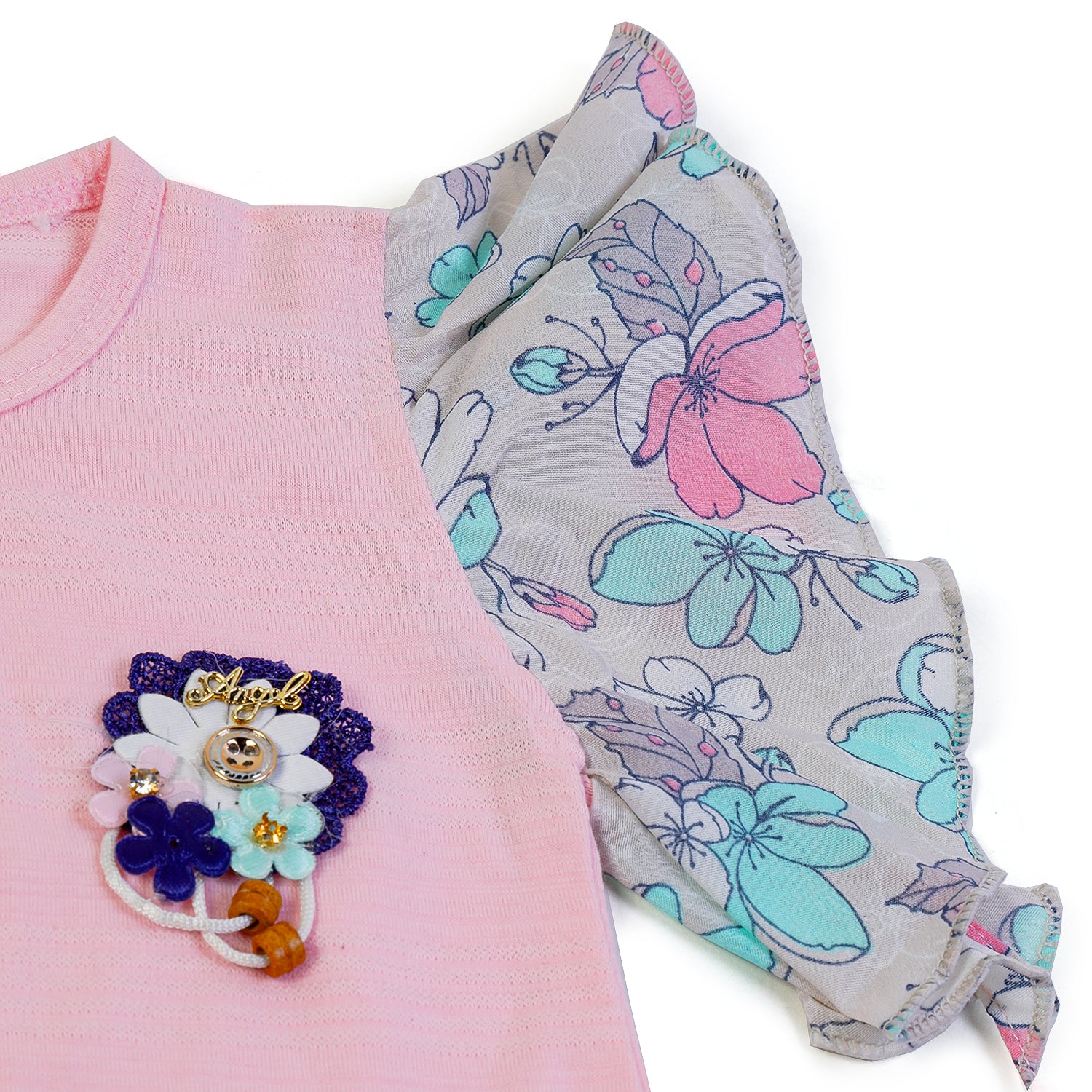 Girls Half Sleeves Skirt Suit - Pink, Girls Suits, Chase Value, Chase Value