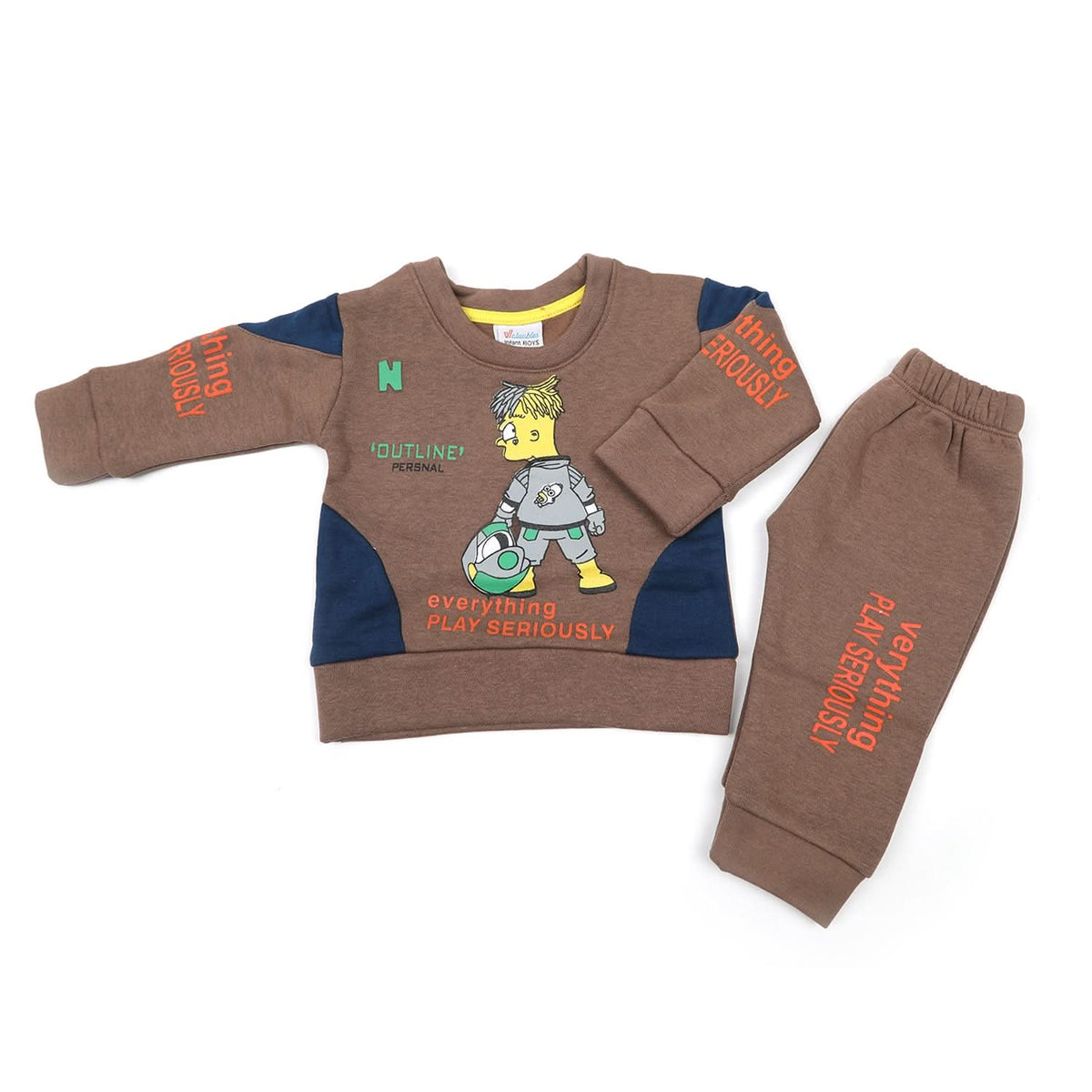 Newborn Boys Full Sleeves 2Pcs Suit - Brown, Newborn Boys Sets & Suits, Chase Value, Chase Value