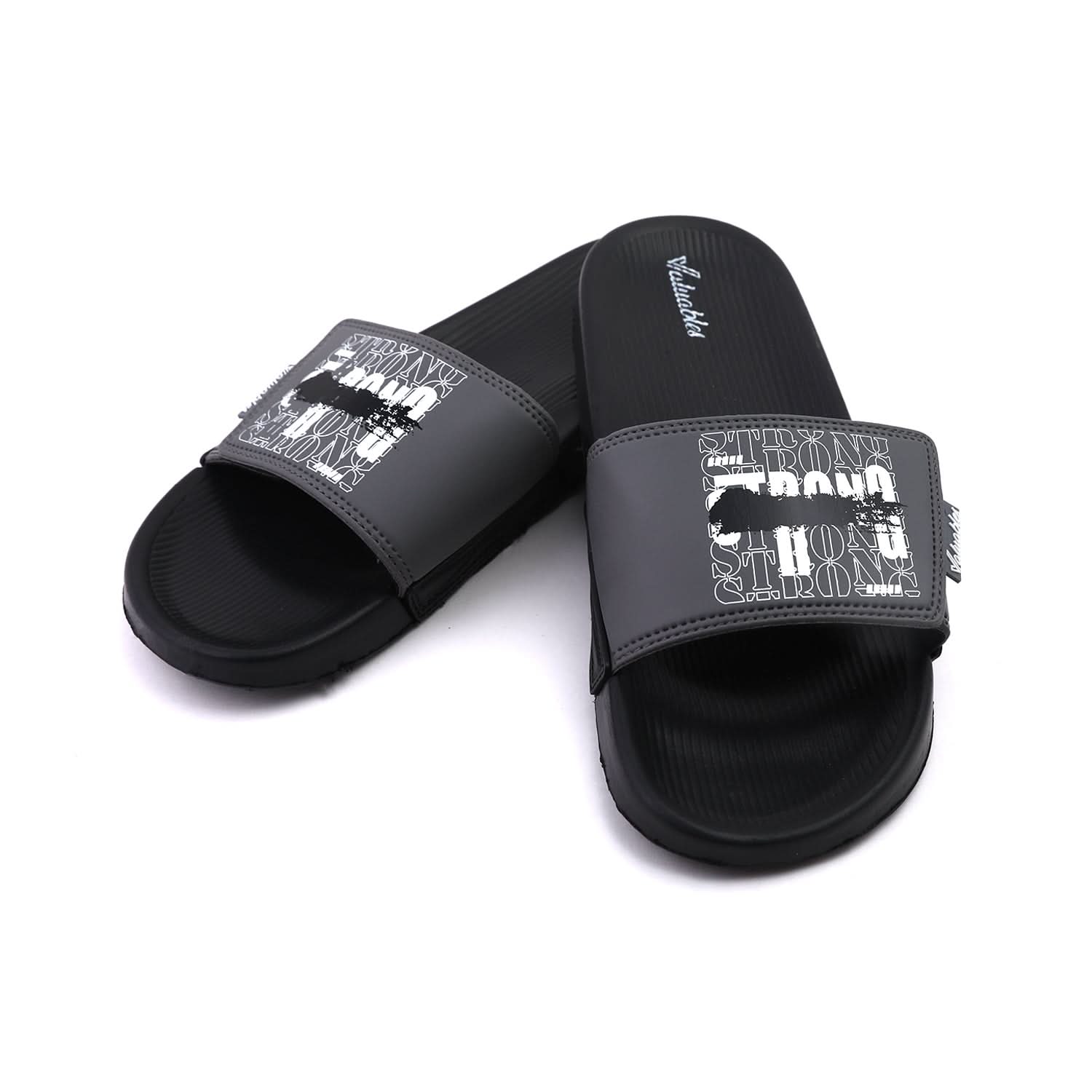 Valuable Open-toe Men's Slider - Black & Gray, Men's Slippers, Chase Value, Chase Value