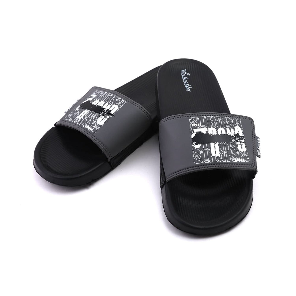 Valuable Open-toe Men's Slider - Black & Gray, Men's Slippers, Chase Value, Chase Value