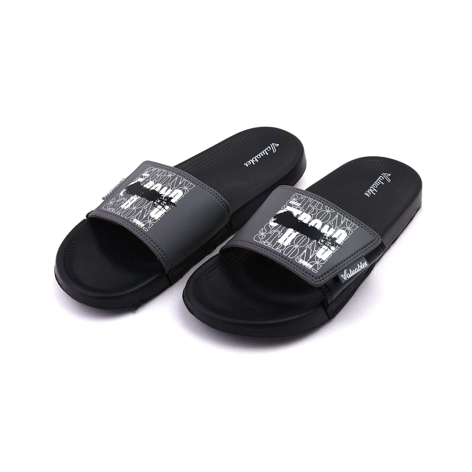 Valuable Open-toe Men's Slider - Black & Gray, Men's Slippers, Chase Value, Chase Value