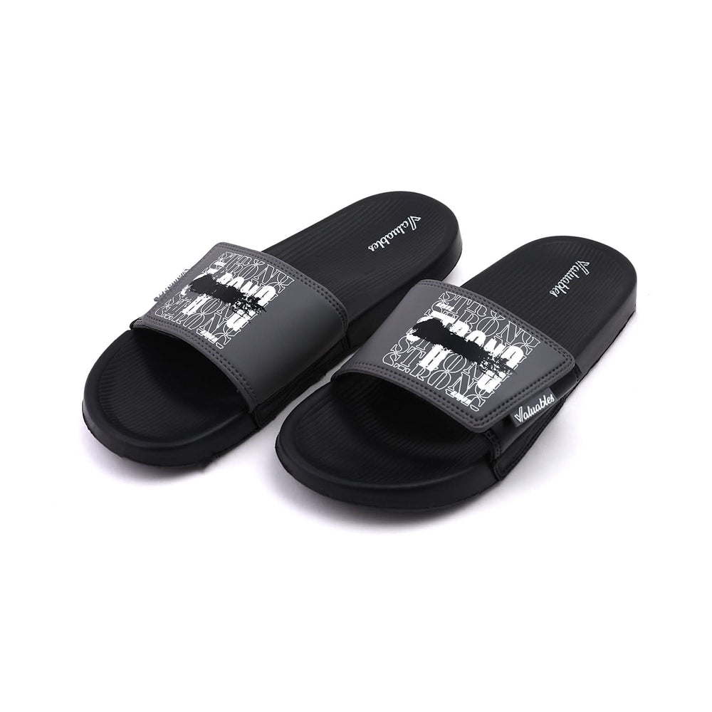 Valuable Open-toe Men's Slider - Black & Gray, Men's Slippers, Chase Value, Chase Value