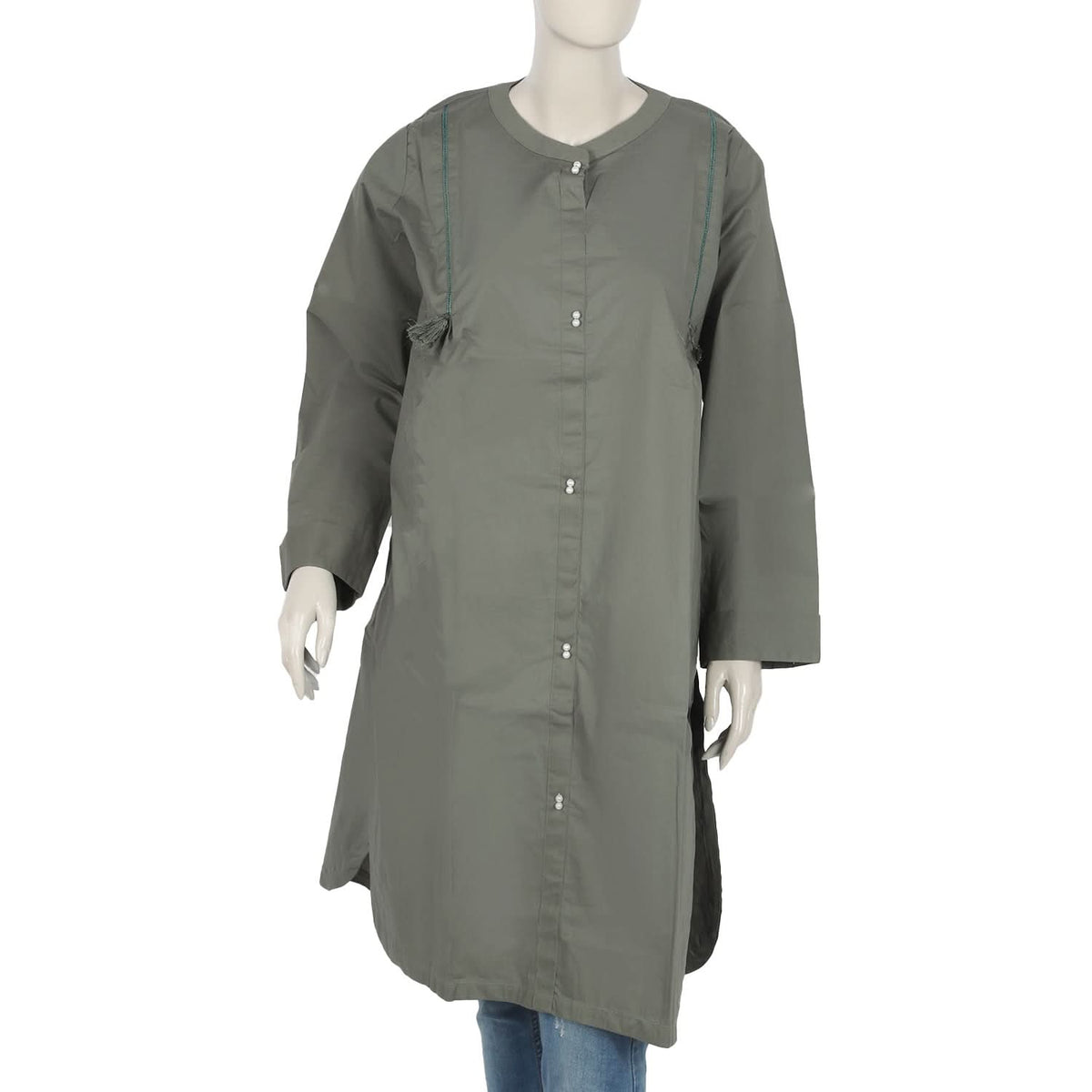 Women's Dyed fancy Kurti - Olive, Women Ready Kurtis, Chase Value, Chase Value