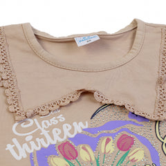 Girls Tight Half Sleeves Suit - Brown