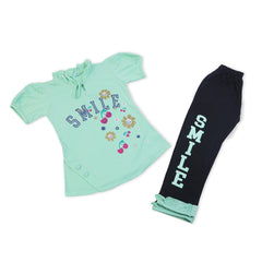 Girls Tight Half Sleeves Suit - Green