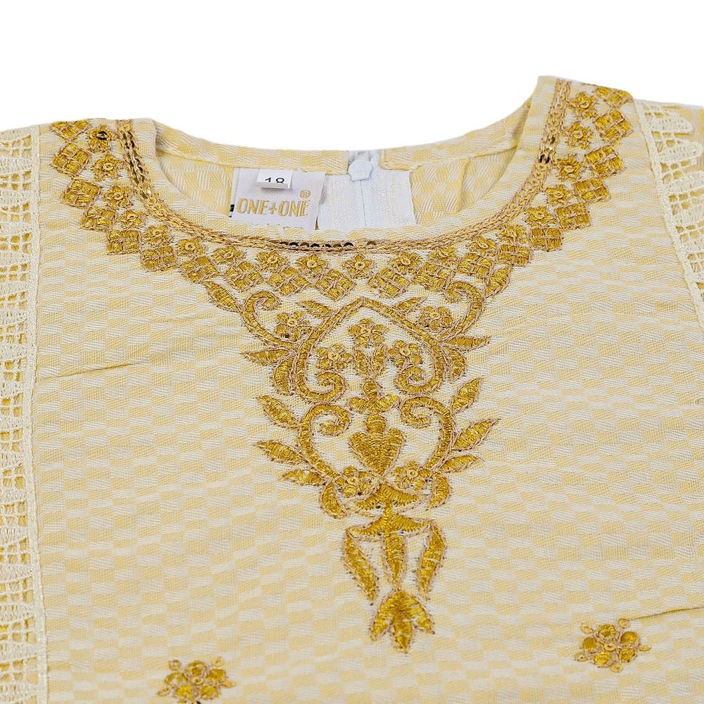 Girls Embroided Shalwar Suit - Lemon, Girls Shalwar Kameez, Chase Value, Chase Value