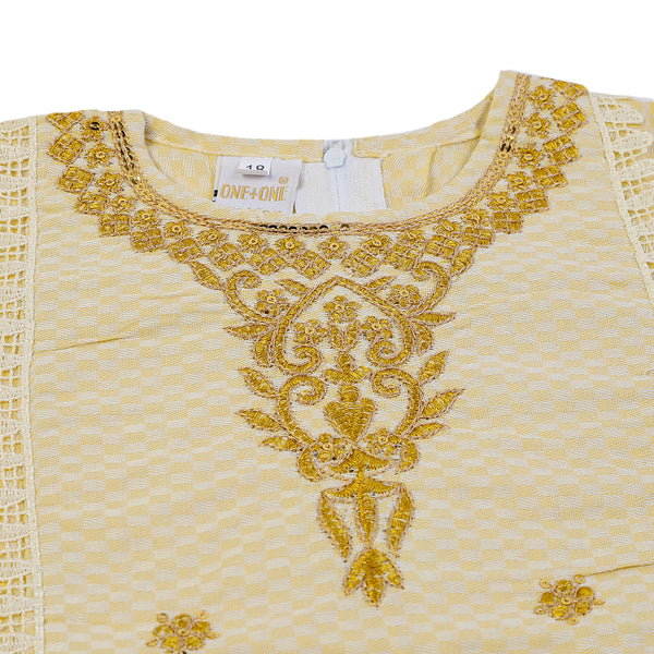 Girls Embroided Shalwar Suit - Lemon