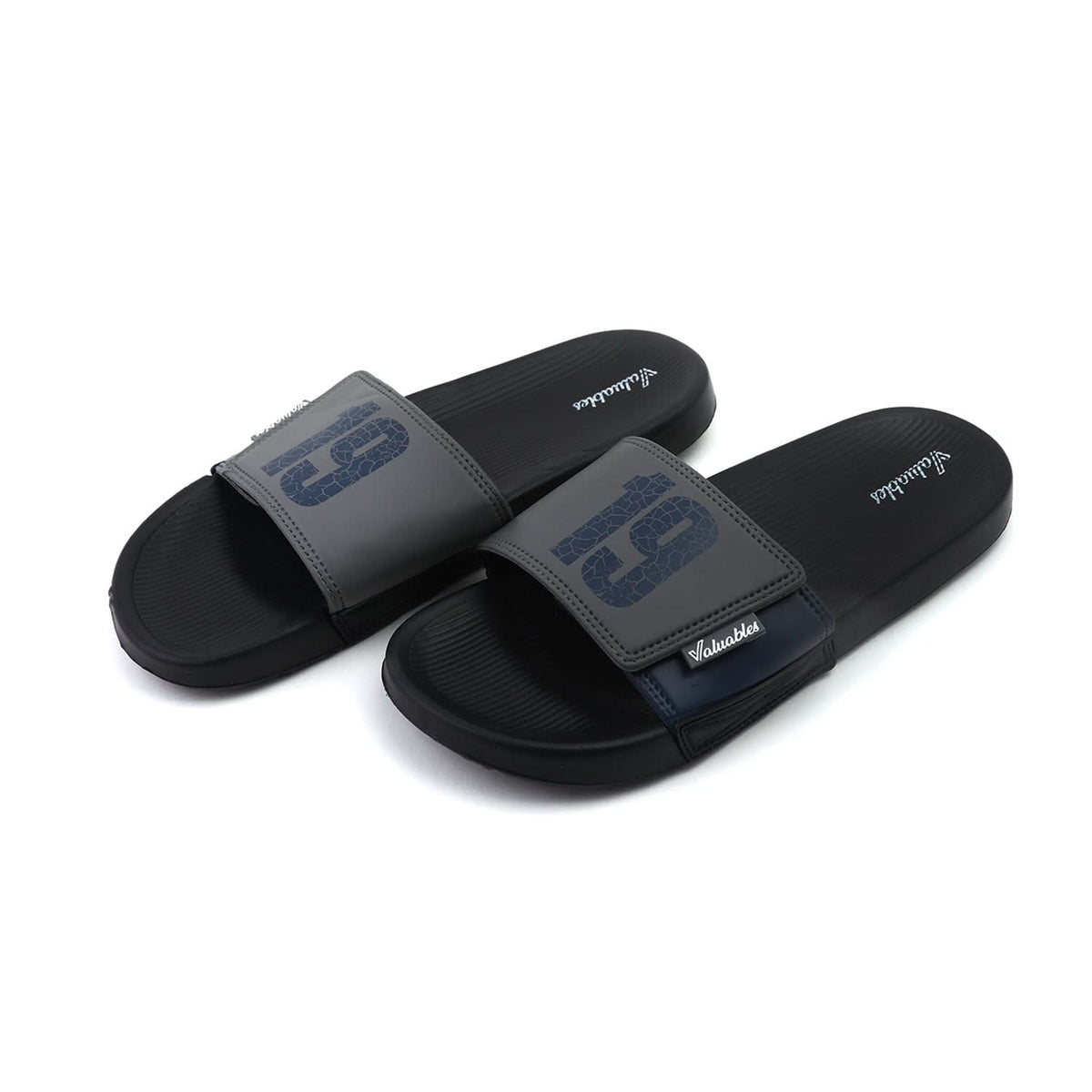 Valuable Open-toe Men's Slider - Black & Gray, Men's Slippers, Chase Value, Chase Value