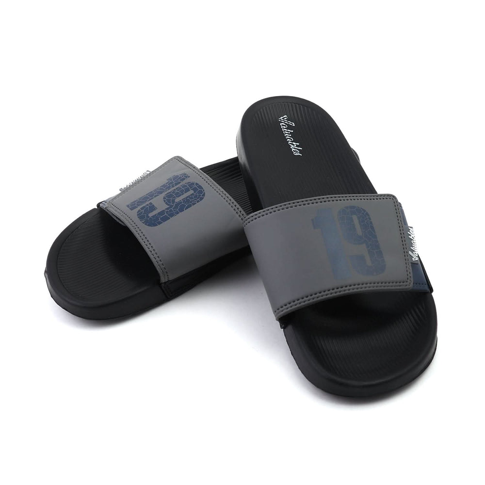 Valuable Open-toe Men's Slider - Black & Gray, Men's Slippers, Chase Value, Chase Value