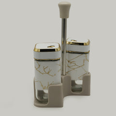 Salt & Pepper Glass With Stand - White