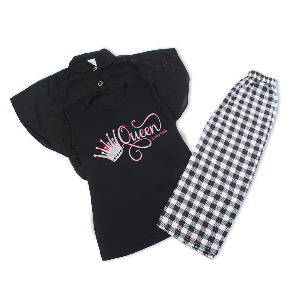 Girls Tight Half Sleeves Suit - Black, Girls Suits, Chase Value, Chase Value