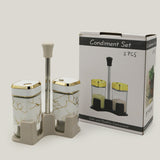 Salt & Pepper Glass With Stand - White, Spice Boxes, Chase Value, Chase Value