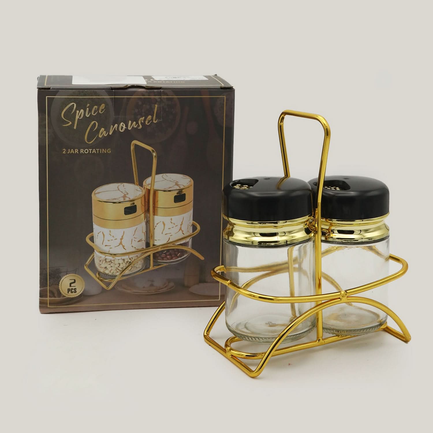 Salt & Pepper Glass With Stand - Black, Spice Boxes, Chase Value, Chase Value