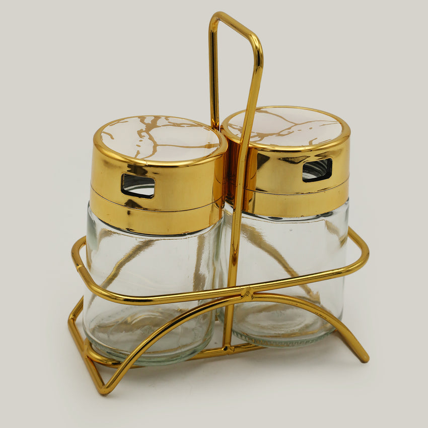 Salt & Pepper Glass With Stand - White