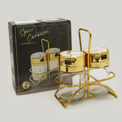 Salt & Pepper Glass With Stand - White