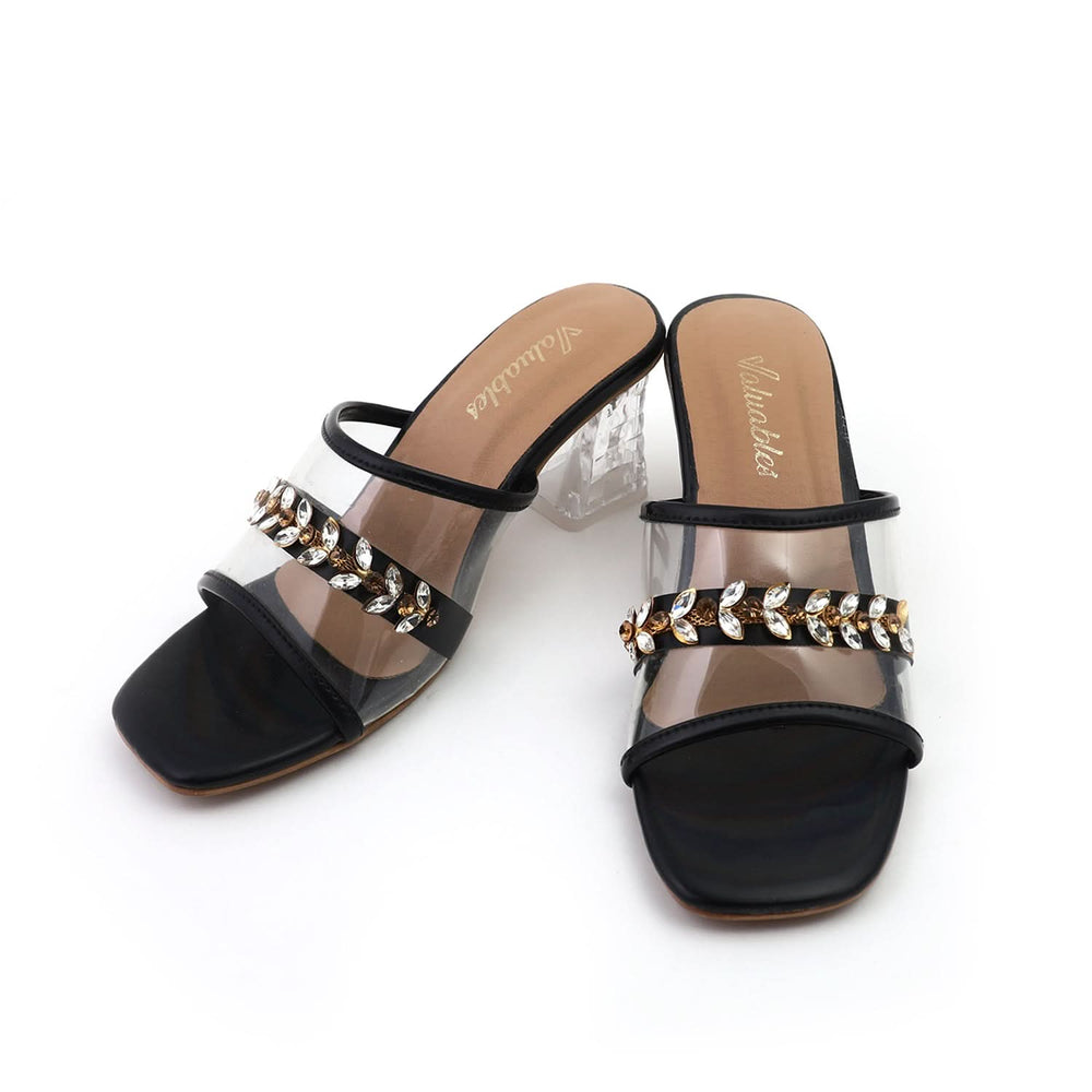 Valuable Women's Heels Slipper - Black, Women Slippers, Chase Value, Chase Value