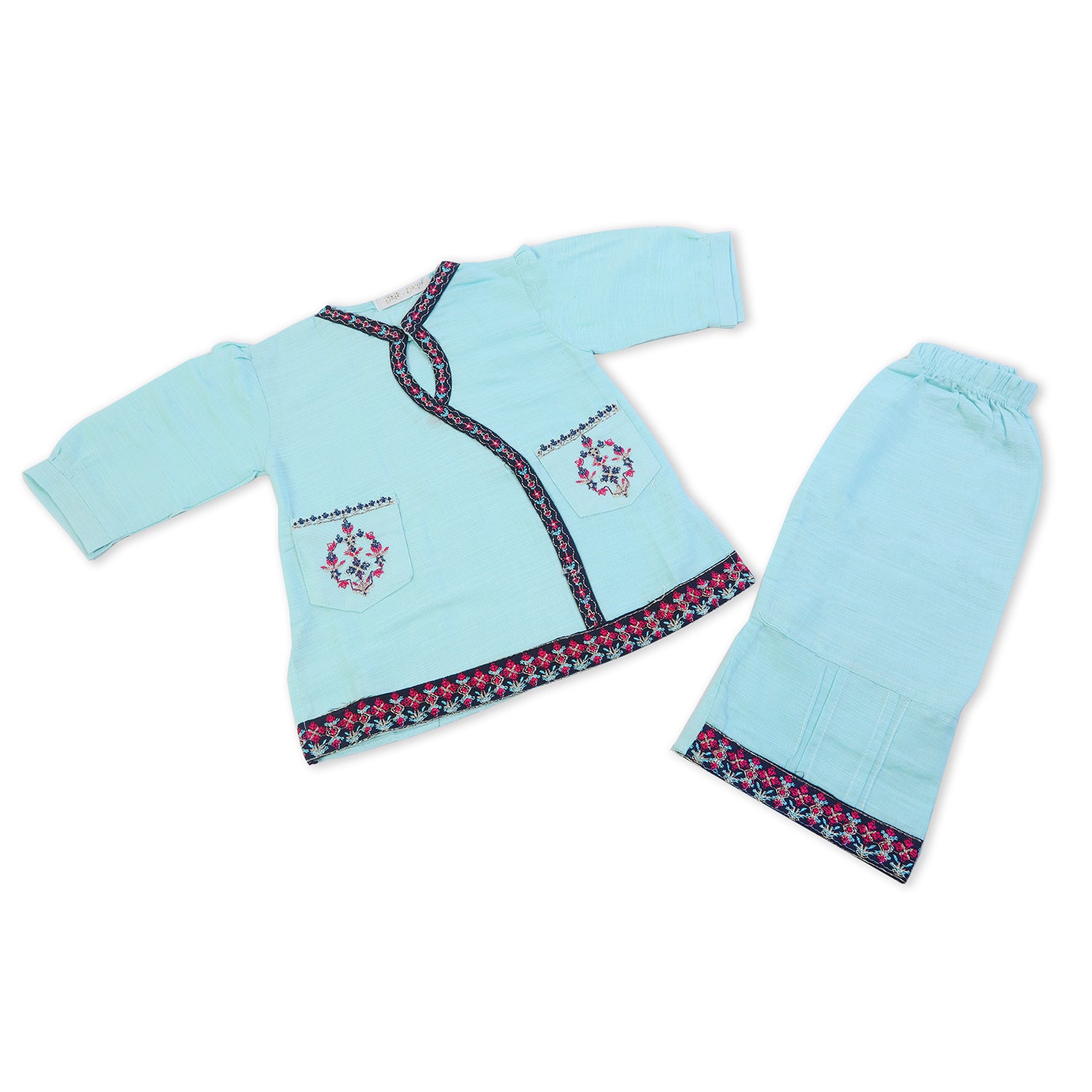 Girls Embroidered Shalwar Suit - Cyan, Girls Shalwar Kameez, Chase Value, Chase Value