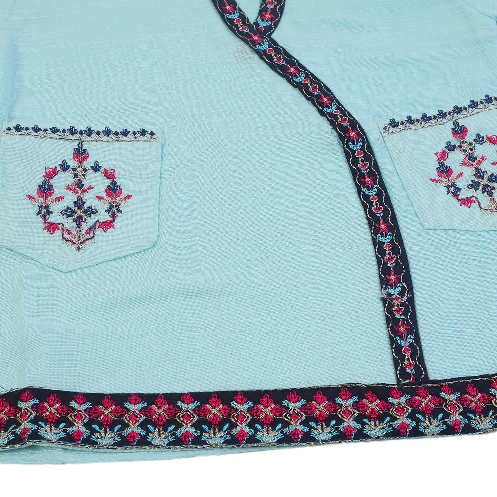 Girls Embroidered Shalwar Suit - Cyan, Girls Shalwar Kameez, Chase Value, Chase Value