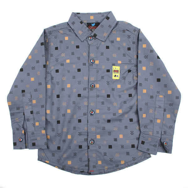 Boys Full Sleeves Shirt - Dark Grey