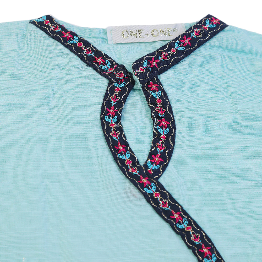 Girls Embroidered Shalwar Suit - Cyan, Girls Shalwar Kameez, Chase Value, Chase Value