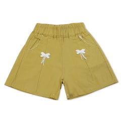 Girls Cotton Shorts - Mehandi