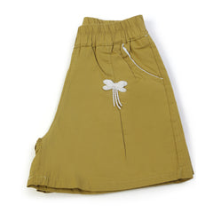 Girls Cotton Shorts - Mehandi