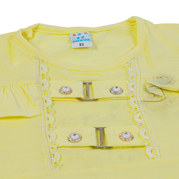 Girls Tight Half Sleeves Suit - Yellow