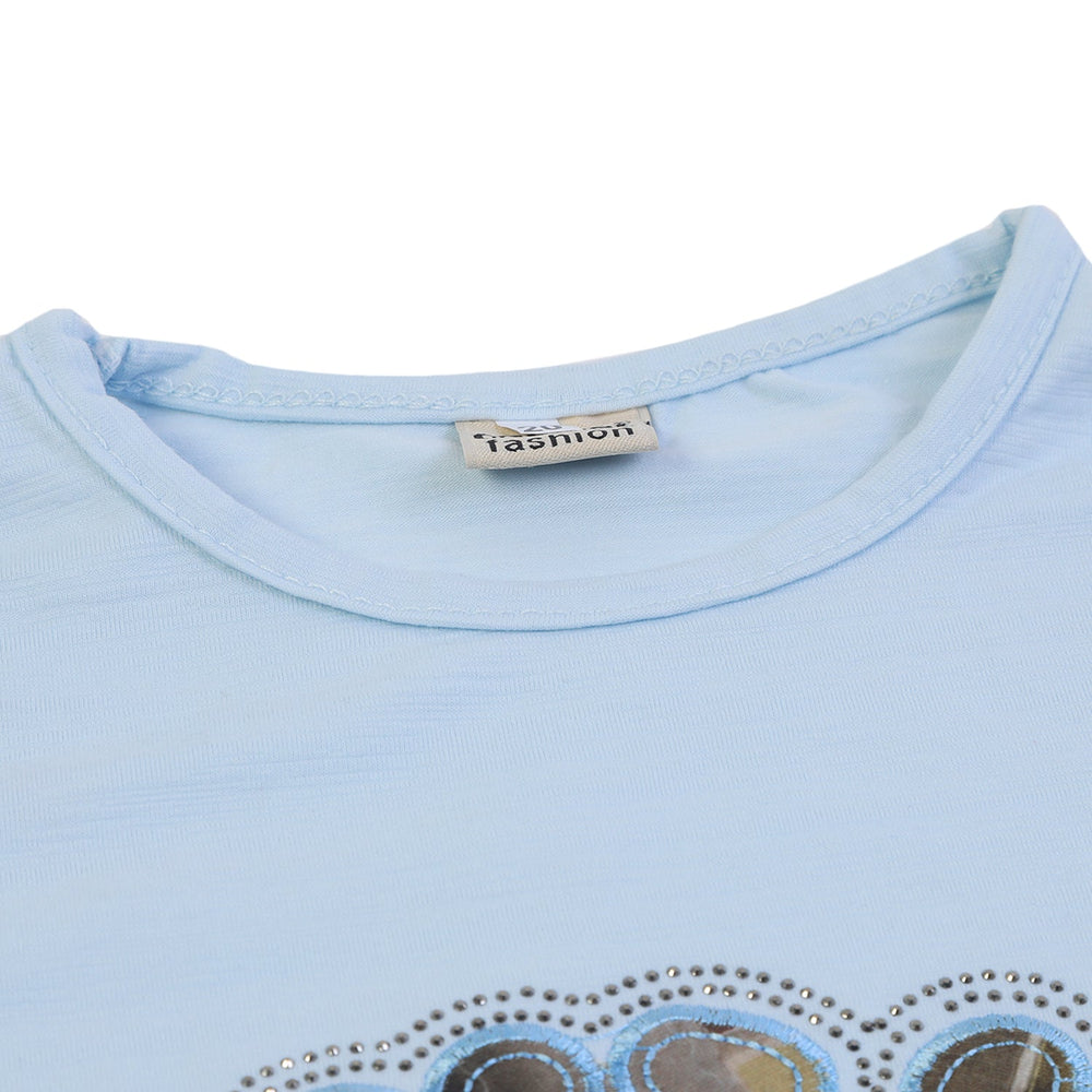 Girls Tight Half Sleeves Suit - Light Blue, Girls Suits, Chase Value, Chase Value