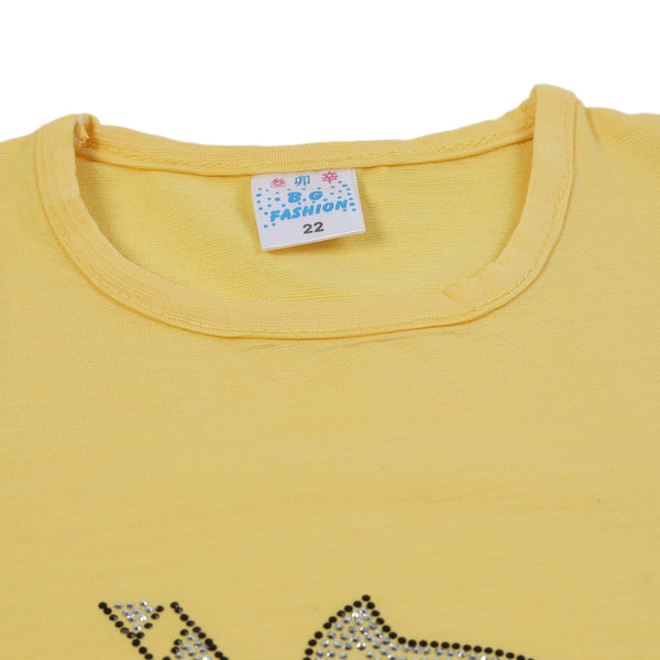Girls Tight Half Sleeves Suit - Yellow