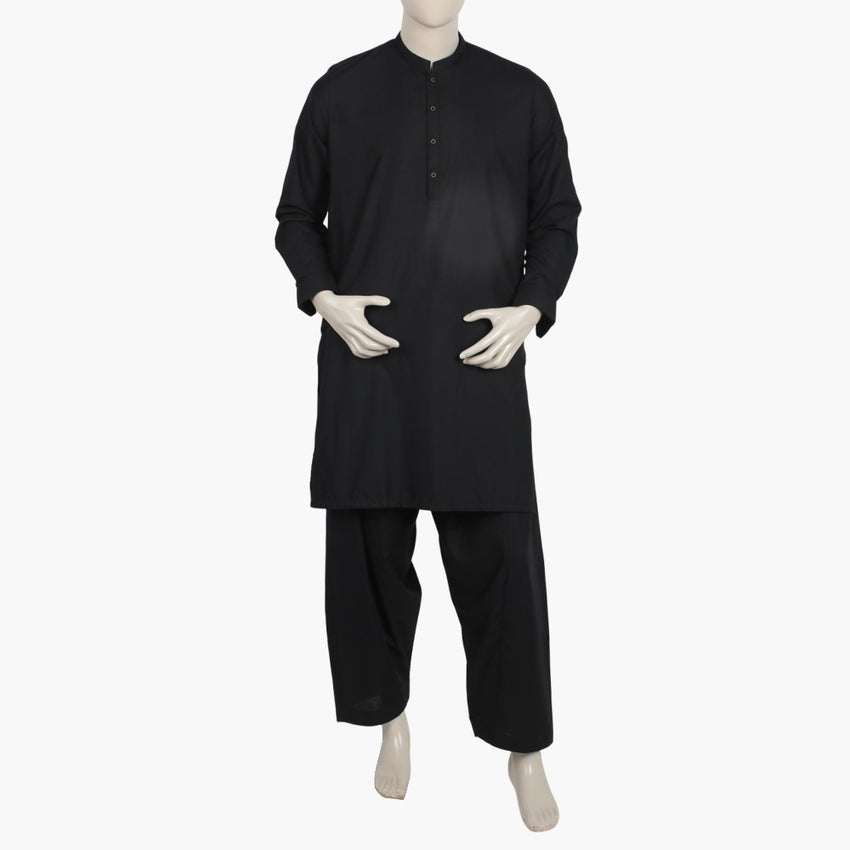 Eminent Men's Kurta Plain Shalwar Suit - Black
