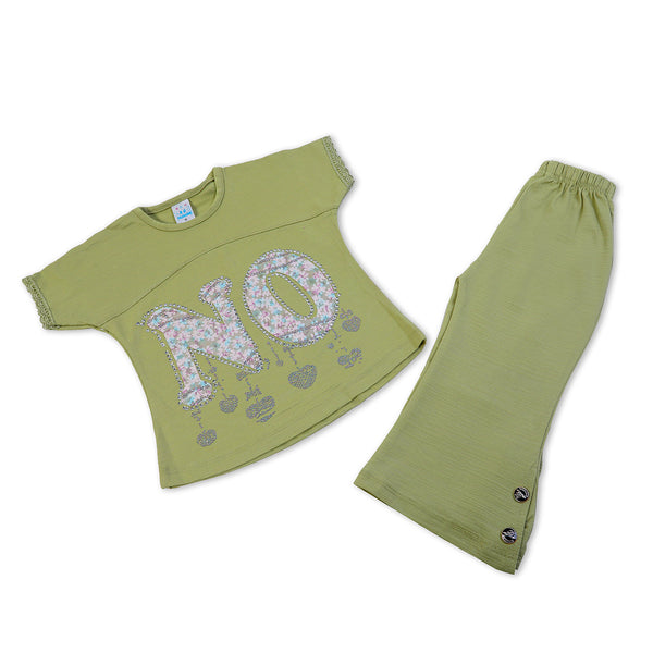 Girls Tight Half Sleeves Suit - Olive Green