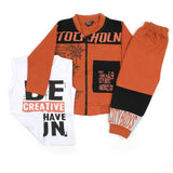 Boys Full Sleeves 3Pcs Suit - Dark Brown, Boys Sets & Suits, Chase Value, Chase Value
