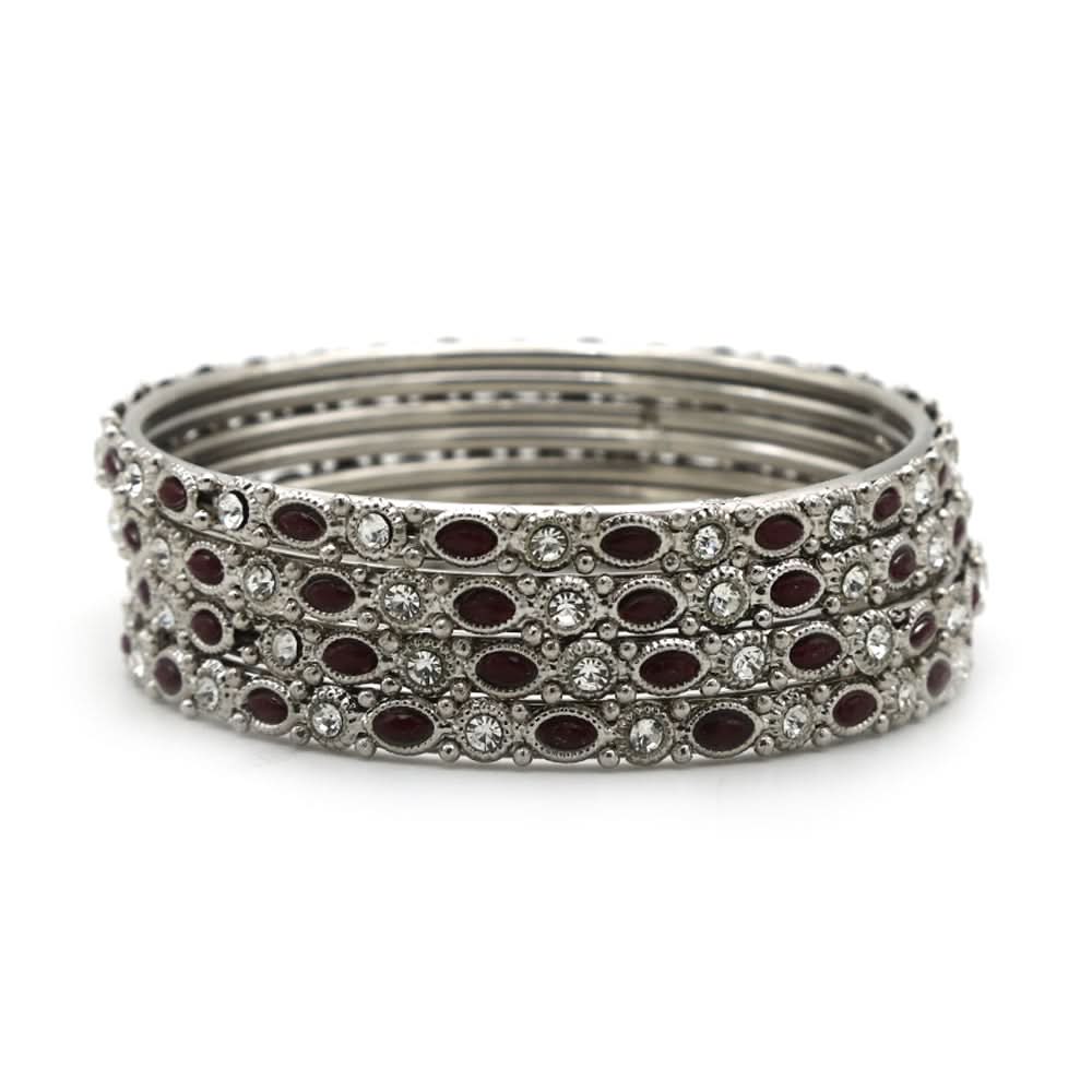 Silver Bangles & Bracelets for Women's - Maroon, Women Bangles & Bracelets, Chase Value, Chase Value