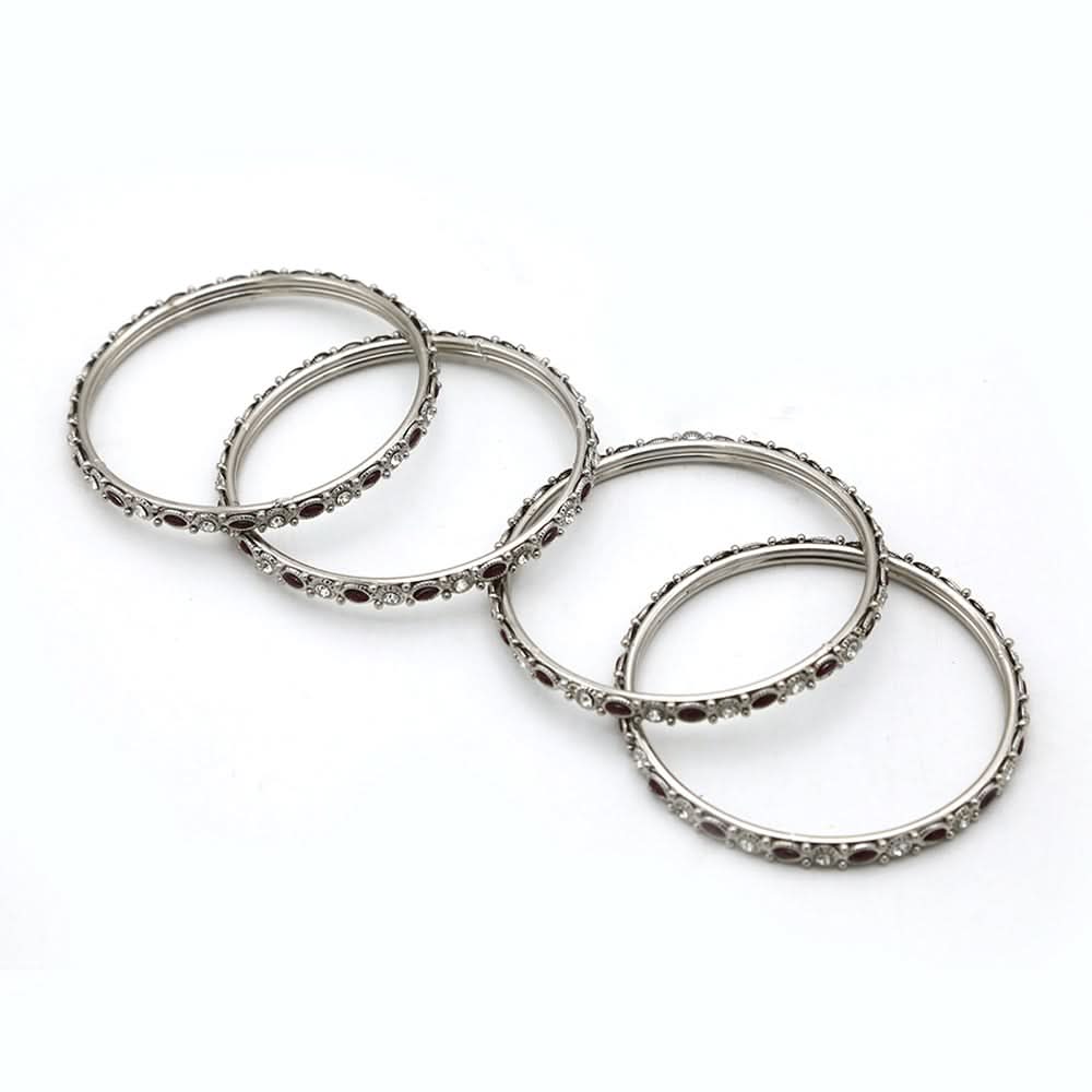 Silver Bangles & Bracelets for Women's - Maroon, Women Bangles & Bracelets, Chase Value, Chase Value